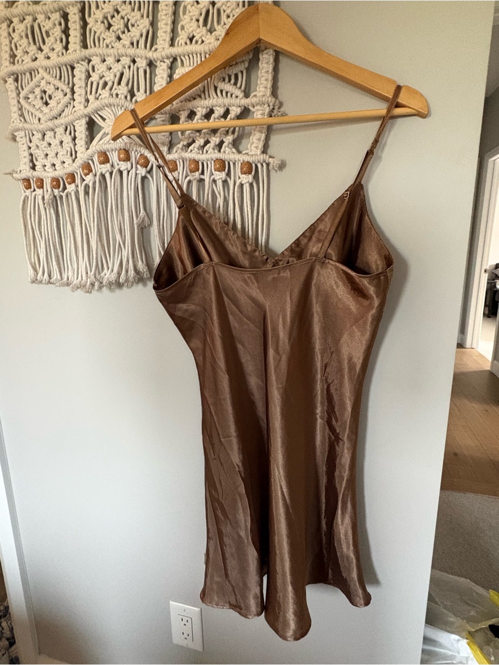 La SENZA Satin Lace-Trim Slip Dress - Taupe - Picture 5 of 6